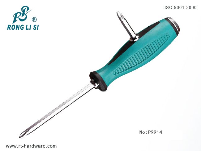 Slotted & PhillipDouble-use Screwdriver with TPR Handle (P9914)
